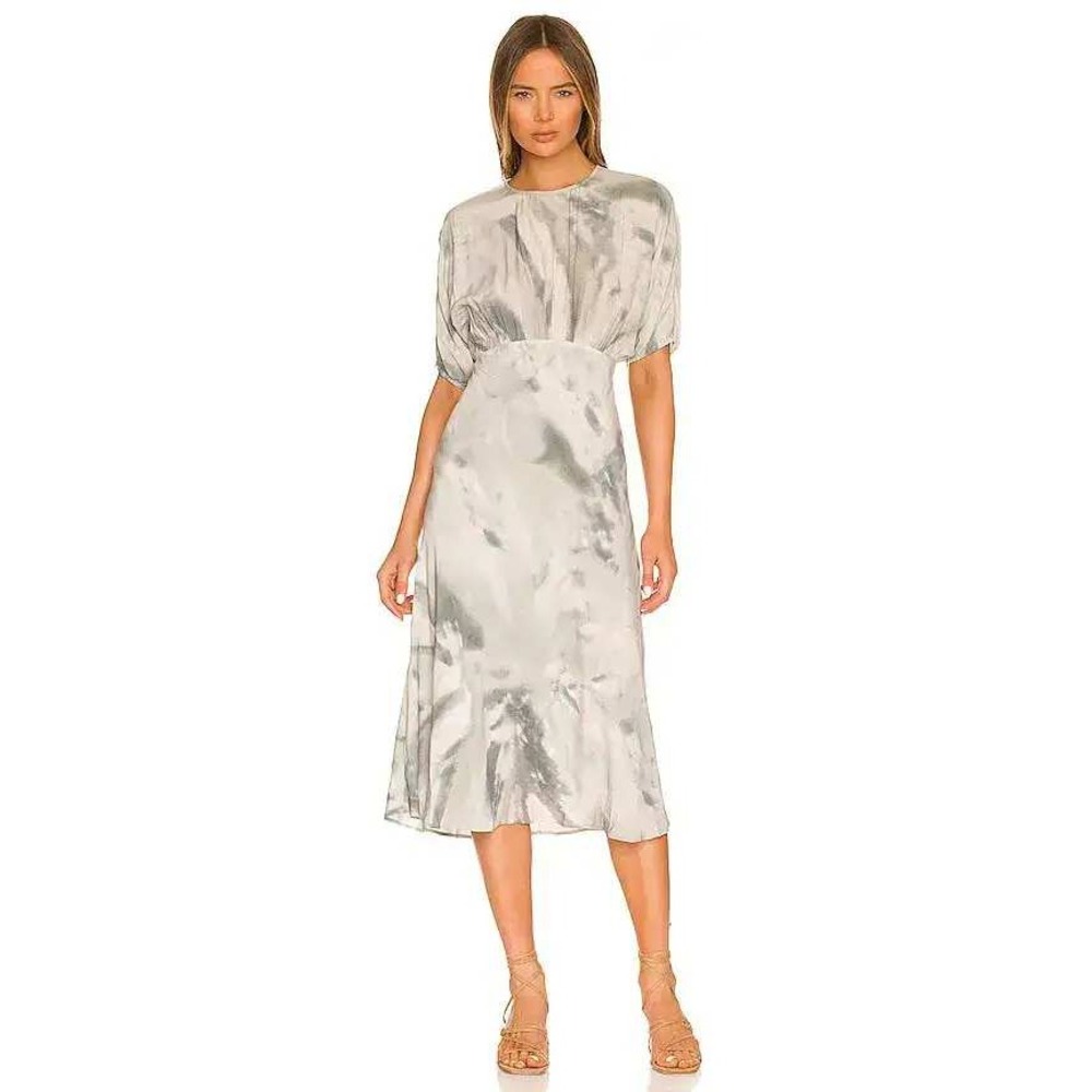 Rails Cedra Dress Large L Sage Diffusion Watercolor Green Crepe Midi Maxi
